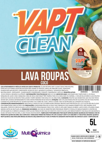 Sabão liquido lava roupas Vapt Clean 5L