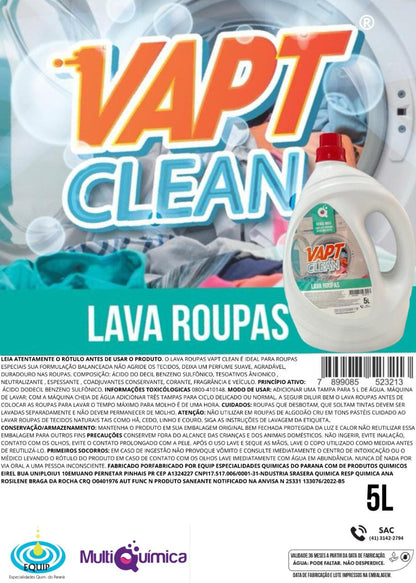 Sabão liquido lava roupas Vapt Clean 5L