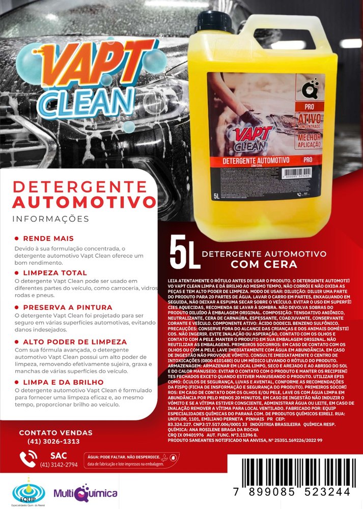Detergente Automotivo com Cera VAPT CLEAN - 5L