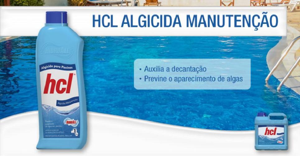 Algicida Manutenção para piscinas - Hcl Hidroall 1 Litro
