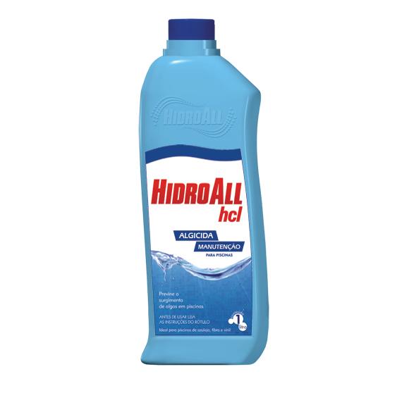 Algicida Manutenção para piscinas - Hcl Hidroall 1 Litro