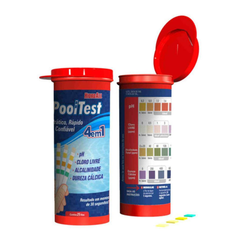 Kit Fitas Pooltest 4x1 Hidroall 25 Tiras