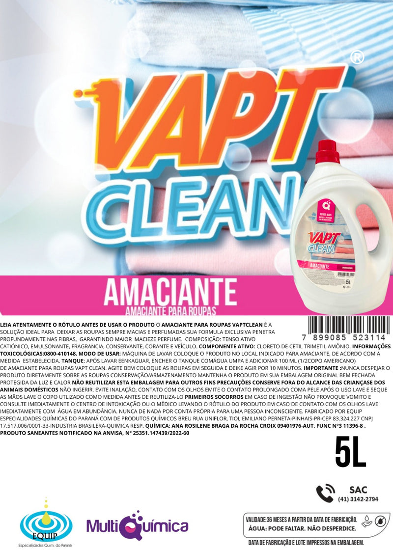 Amaciante para roupas Vapt Clean
